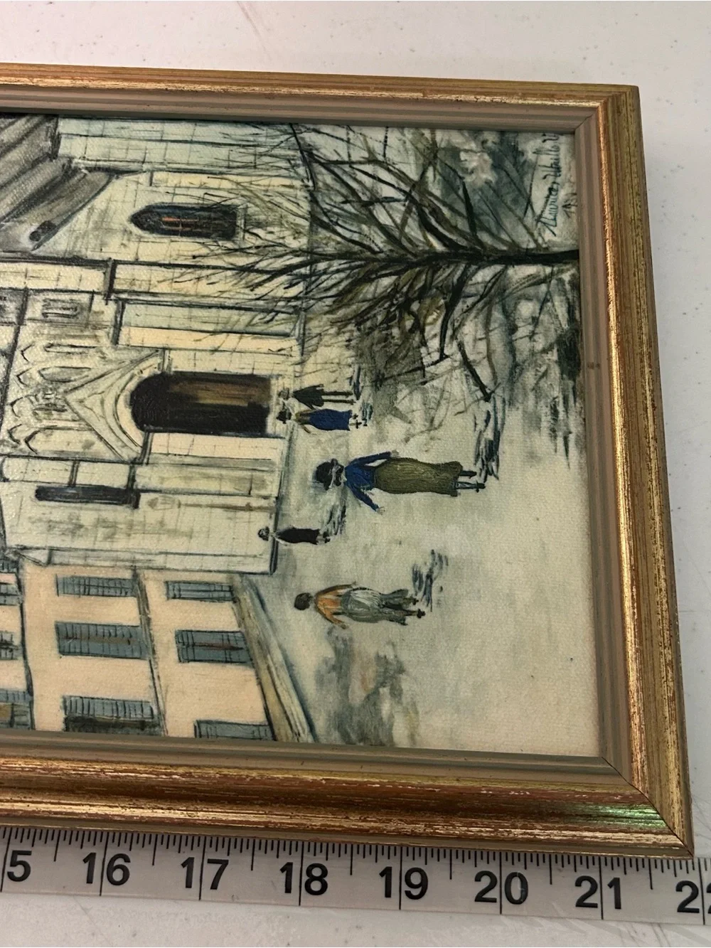 Vintage Maurice Utrillo 1939 Eglise De Royan Church Street Scene 22x10 Framed - Picture 9 of 10